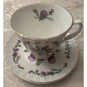 Crown Victorian Staffordshire England Fine Bone China Cup & Saucer Set.